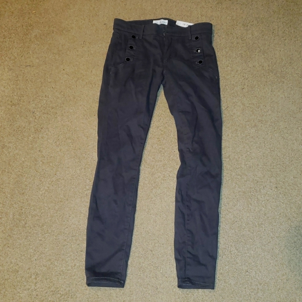 NWT LOFT chino skinny pants with button detail